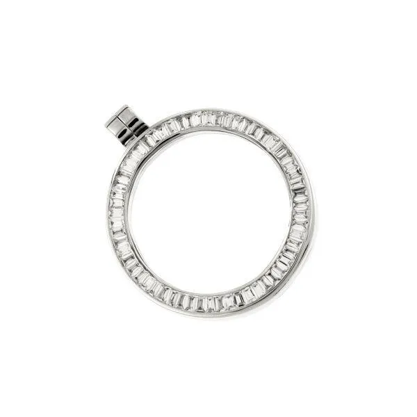 Mezza (24mm) medaillon invisible hinge Medaillon with Baguettes-stones (925/rhod-plated)