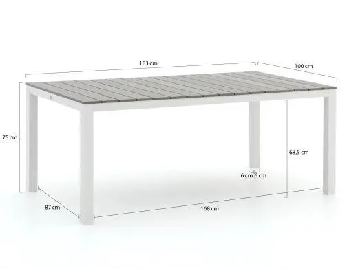 Forza Ripi/Fidenza 183cm dining tuinset 5-delig stapelbaar