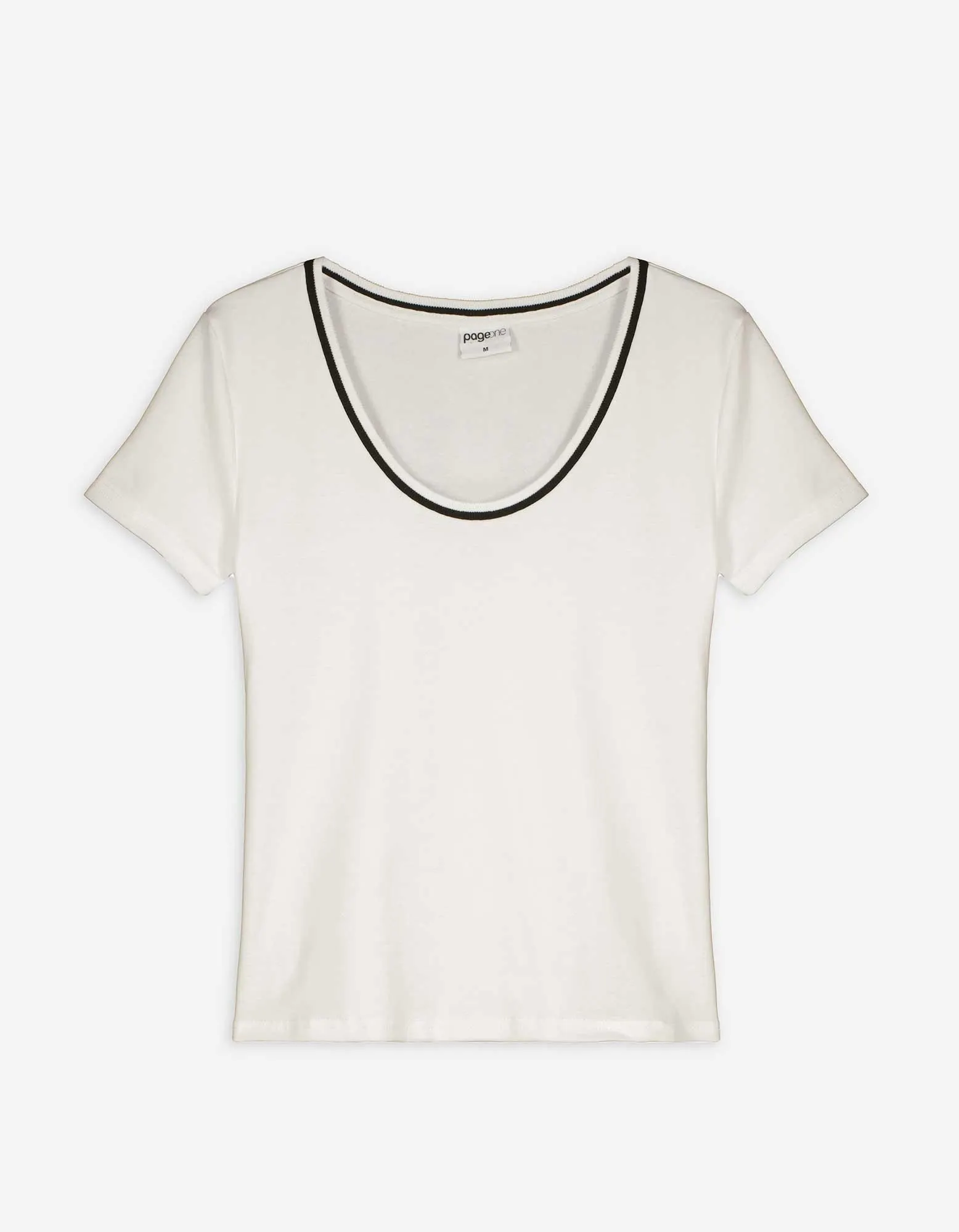 T-shirt - Contraststrepen - wit