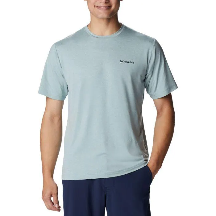 Columbia Tech Trail Graphic shirt heren niagara heather palmscape tonal graphic