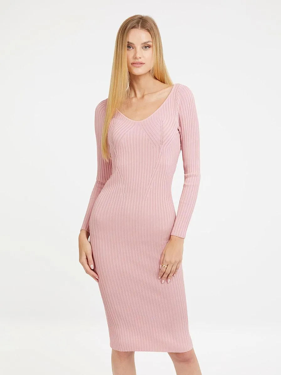 Jurk trui-stof achter uitgesneden