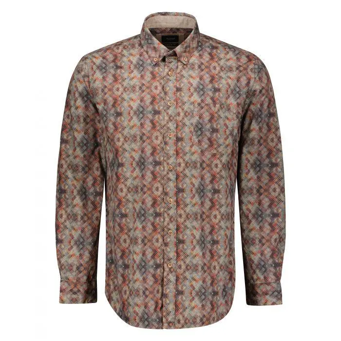 Overhemd met Print Bruin Groen