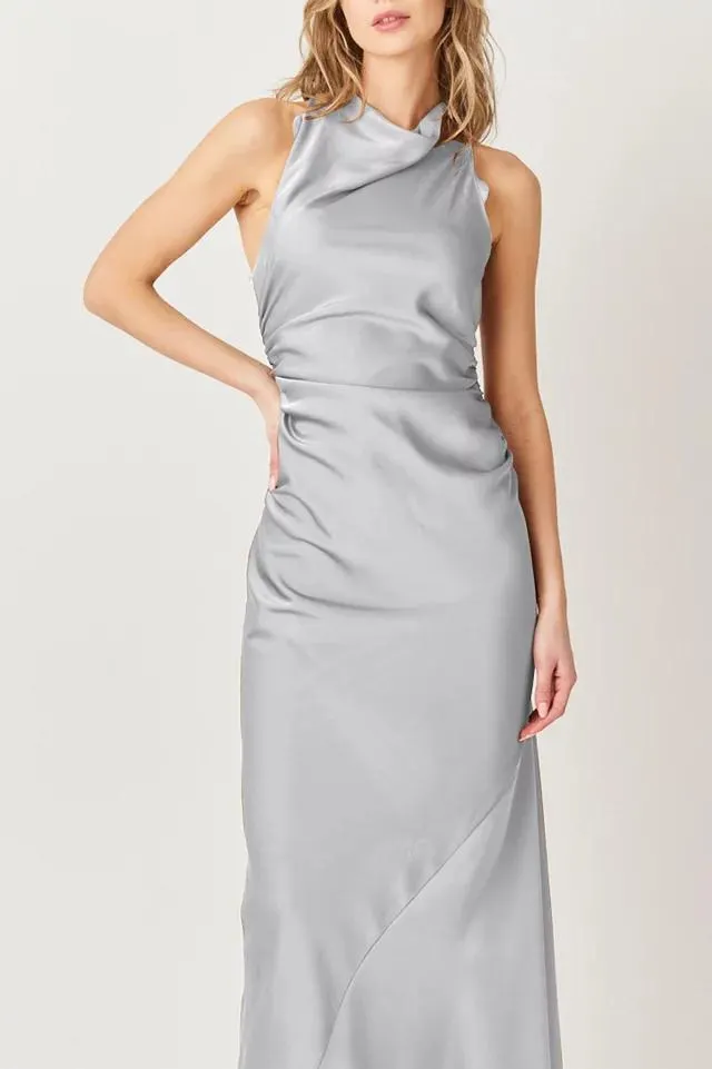 Amy Lynn Rue Cowl Neck Satin Maxi Dress