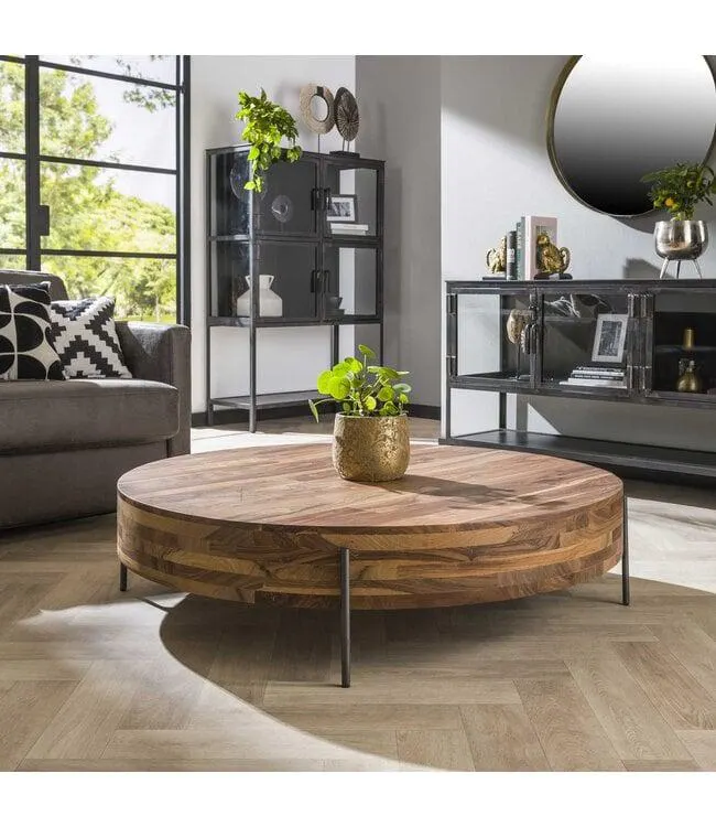 Ronde Salontafel Daya massief Saja natural notenhout Ø 120 cm