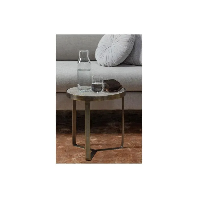 Winne - Bijzettafel - Metaal met marmer top - Antique Brass