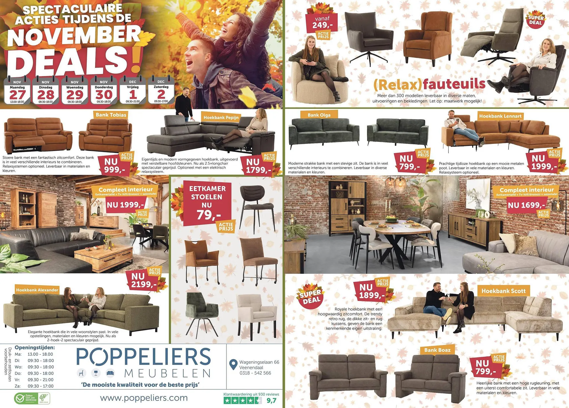 Poppeliers Meubelen folder van 27 november tot 2 december 2023 - Folder pagina 1
