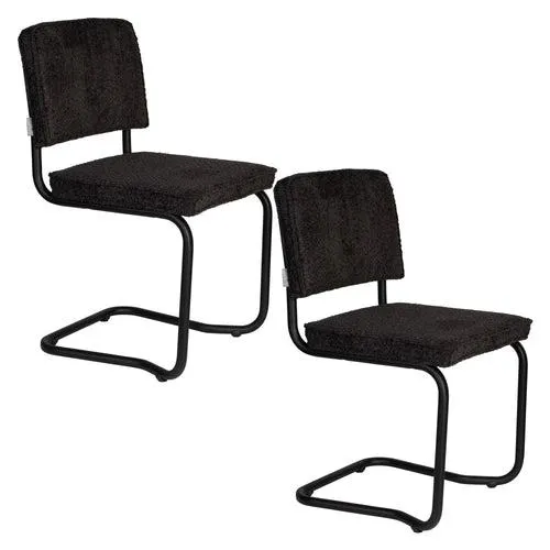 Zuiver Ridge Kink Eetkamerstoelen Soft Zwart - Set van 2