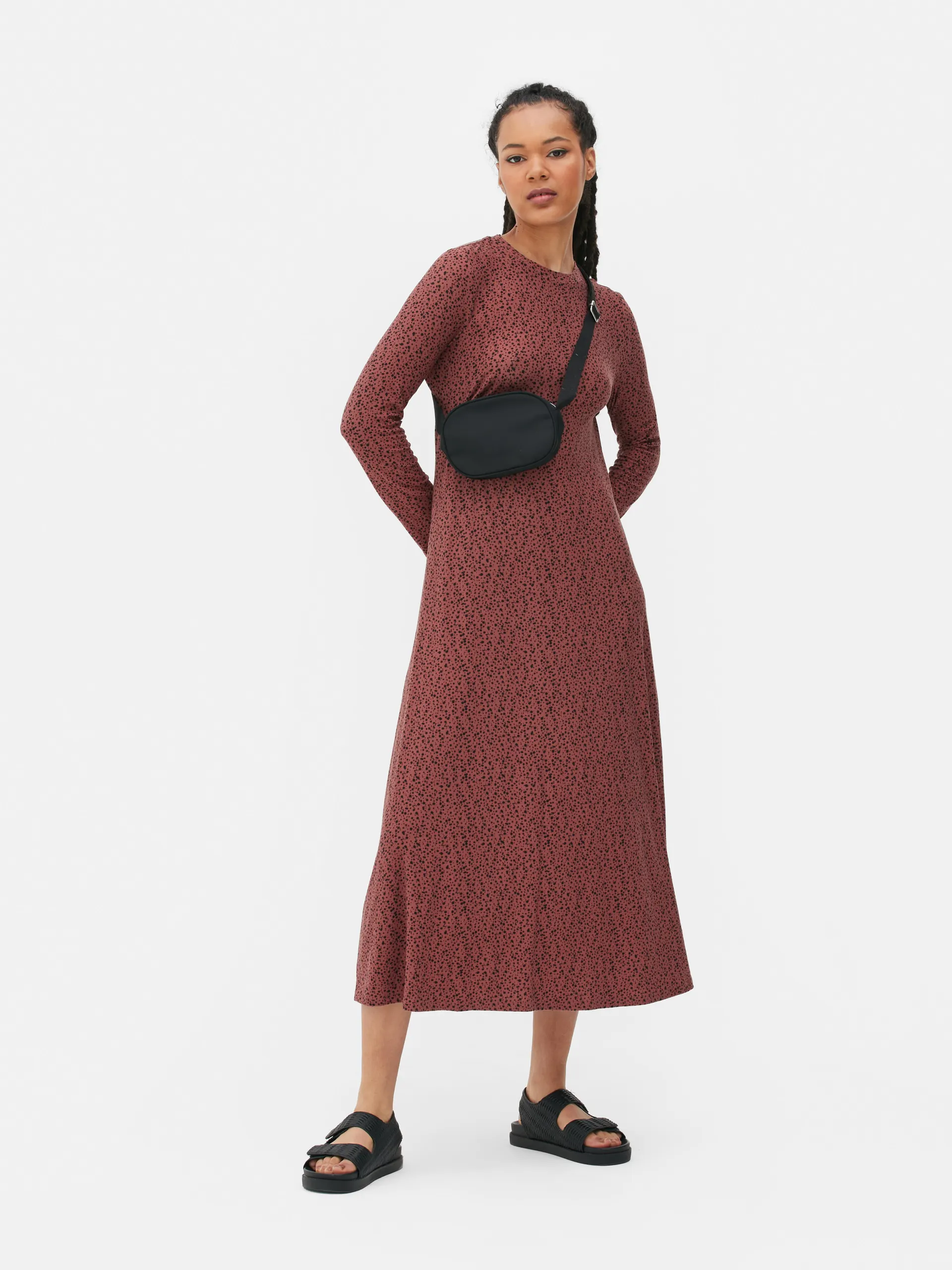 Midi-jurk met lange mouwen