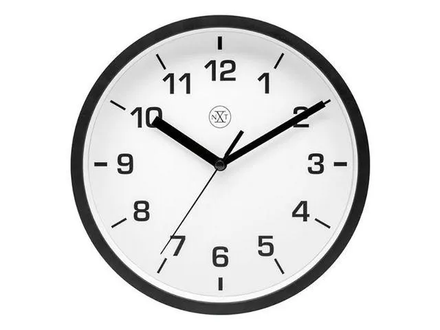 NEXTIME Wandklok NXT, rond, 20cm, kunststof rand, zwart