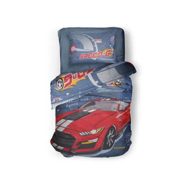 LINNICK Kinder Dekbedovertrek 100% katoen Extreme - blue 140x200cm