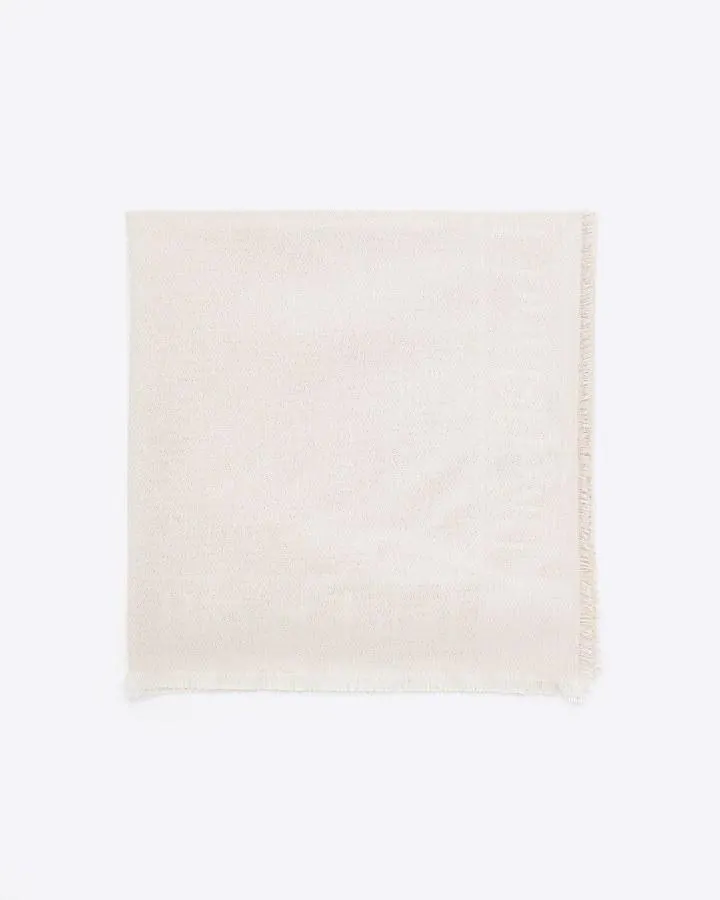 Cream metallic monogram lightweight scarf