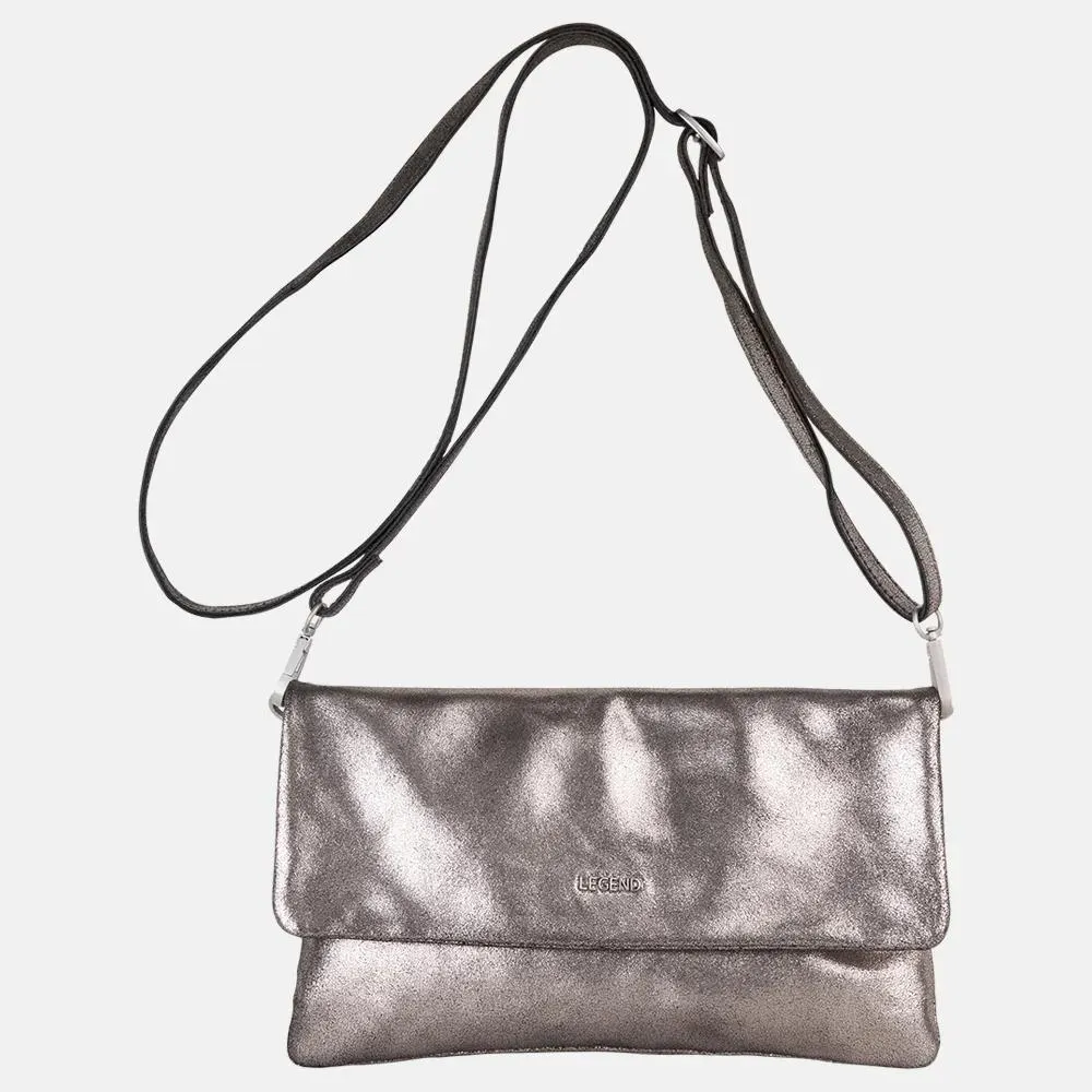 Legend clutch/crossbody tas metallic silver