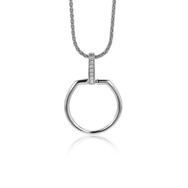 ZINZI zilveren hanger 29mm rond met staaf, bezet met witte zirconia's 29mm ZIH-BF22