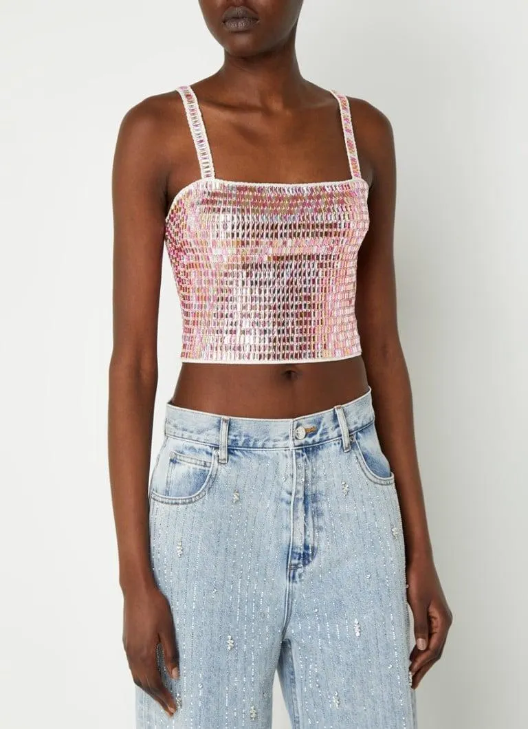 Crop top met strass
