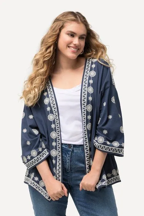 Blouse-kaftan, borduurwerk, open model, lange mouwen