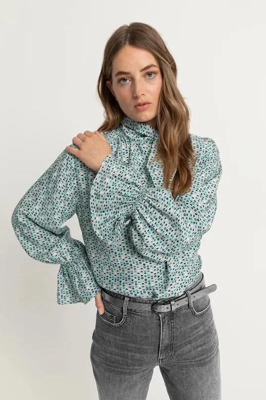 Printblouse met strik