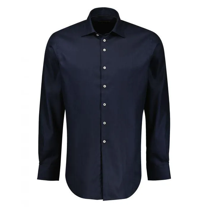 Stretch Katoenen Overhemd Donkerblauw