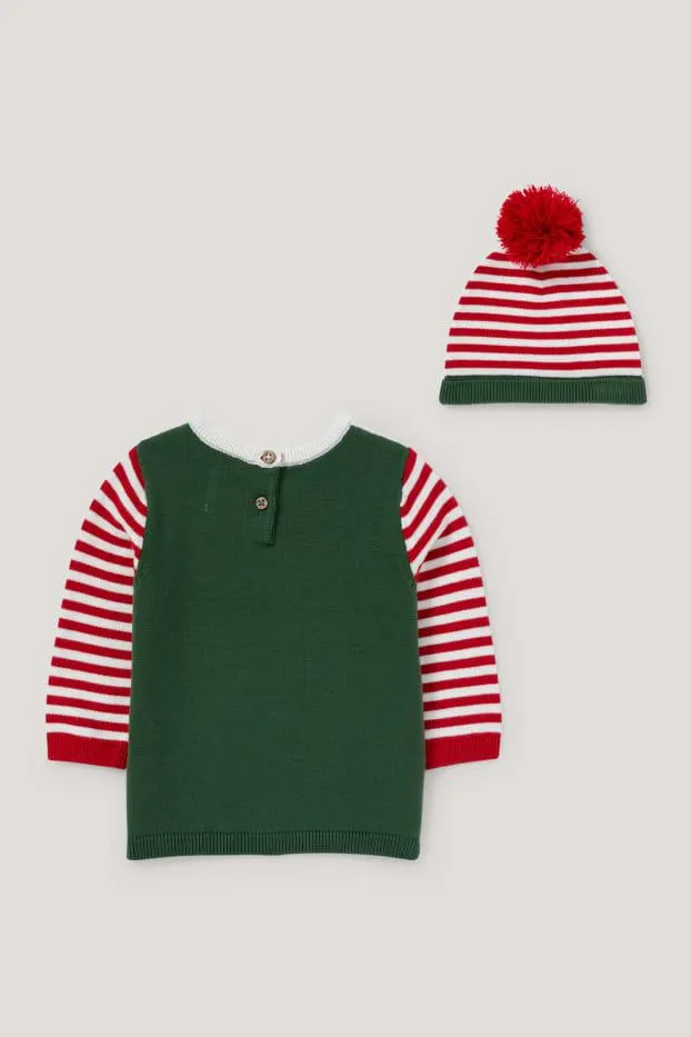Elfje - gebreid baby-outfit voor de kerst - 2-delig
