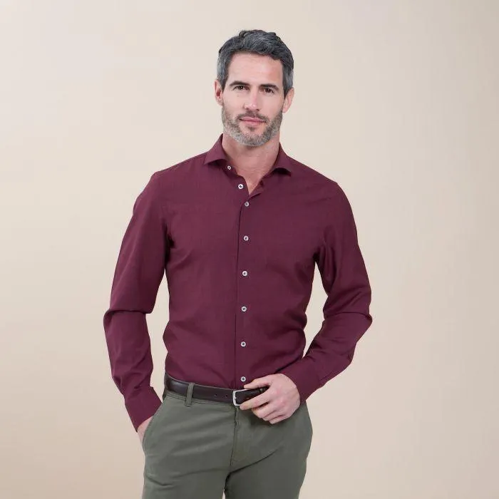 Merino Wollen Overhemd Bordeaux Rood
