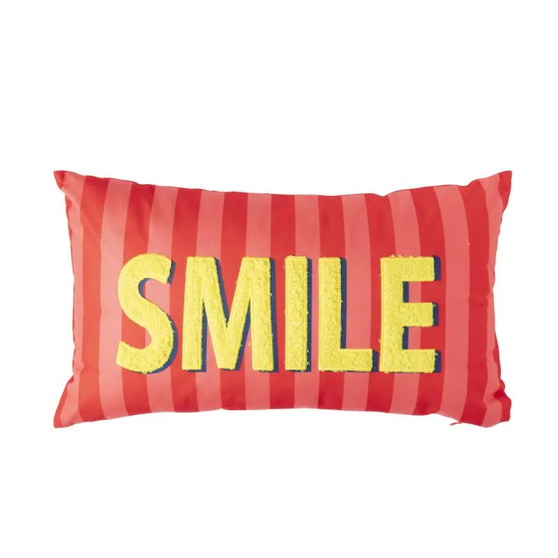 Kussen smile - roze/geel - 30x50 cm