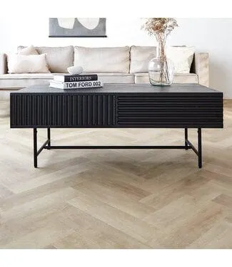 Salontafel met opbergruimte Jonas mangohout 120x60 cm zwart