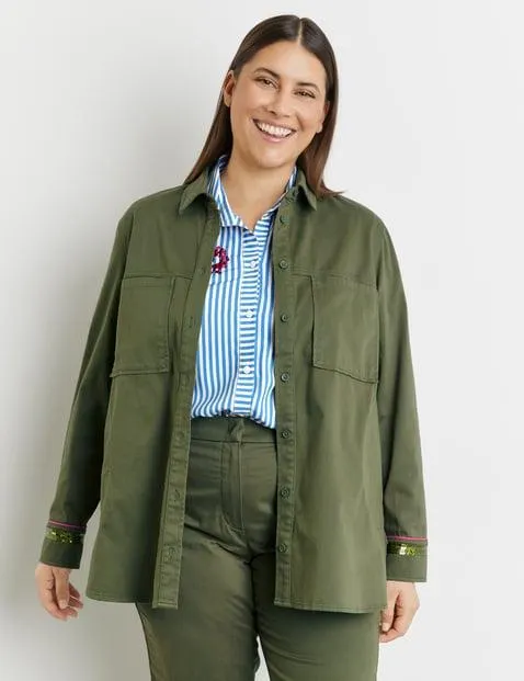 Overshirt van katoen met pailletjes