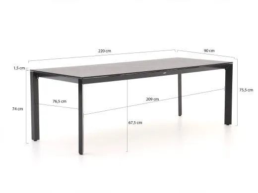 Bellagio Avio/Sestino 220cm dining tuinset 7-delig verstelbaar