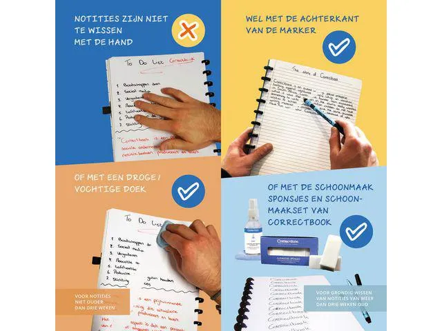 CORRECTBOOK Notitieboek A5, Uitwisbaar, Gelinieerd, Zwart