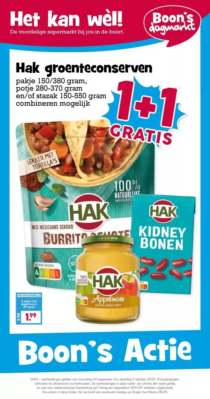 Actiefolder Boon's Markt van 29 september tot 13 oktober 2024 - Folder pagina 1