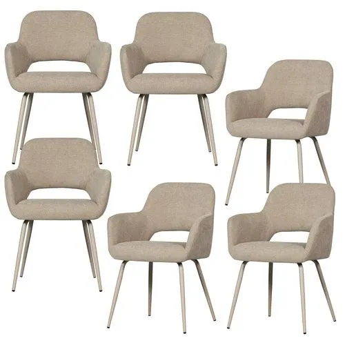 WOOOD eetkamerstoelen Jenny - Polyester - Naturel - Set van 6