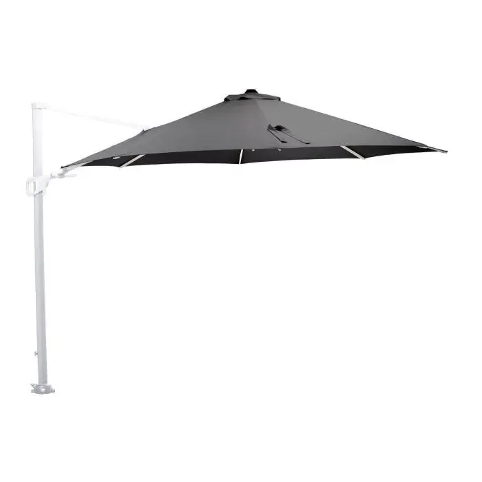 Hawaii zweefparasol Ø350 cm - frame wit - doek donker grijs