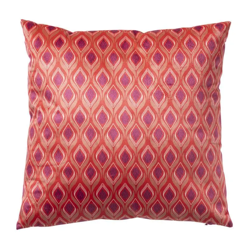 Kussen velvet blad - rood/roze - 45x45 cm