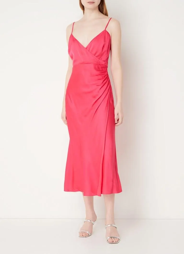 Ennis midi jurk van satijn met spaghettibandjes