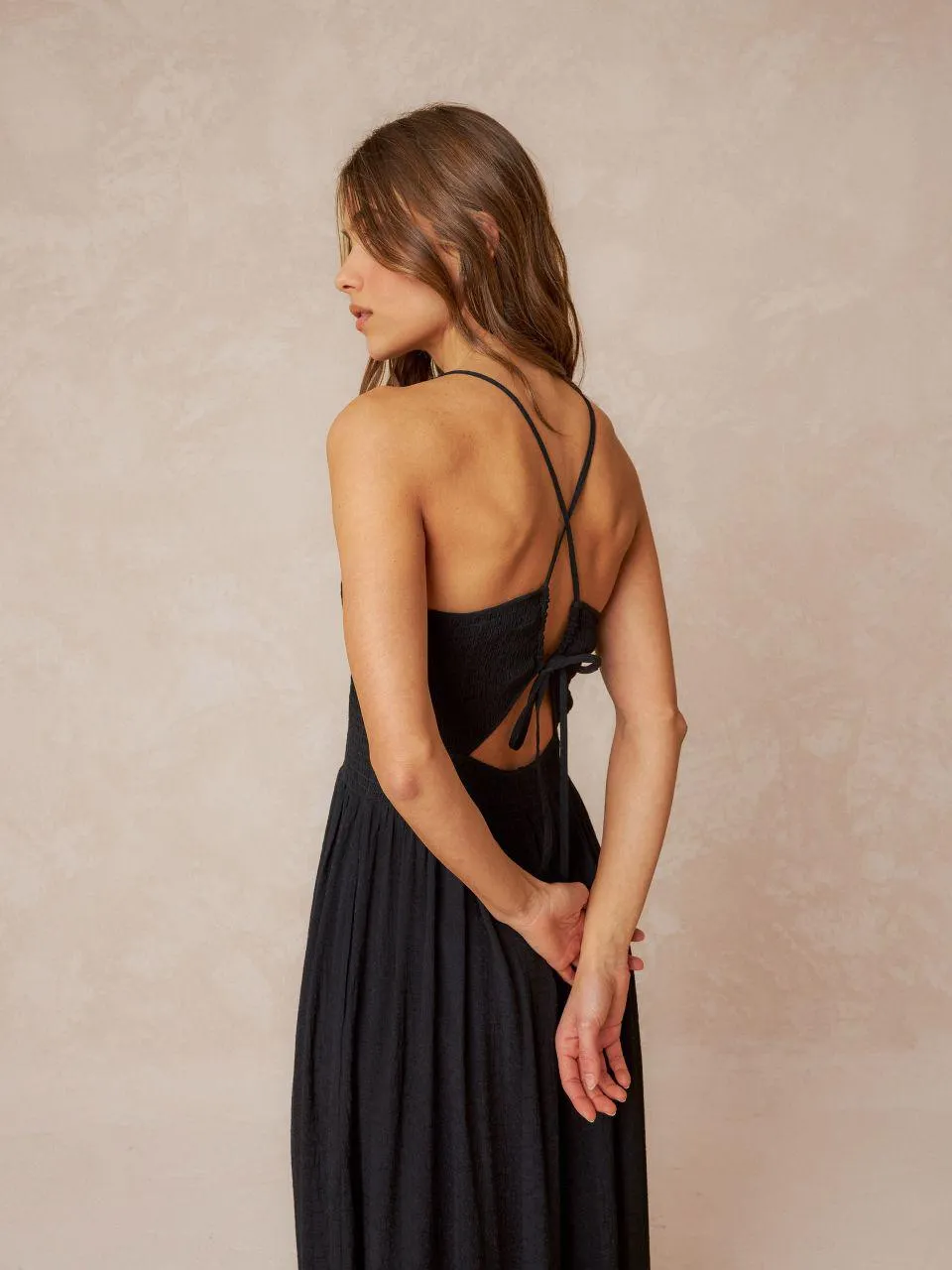 TEXTURED STRAPPY DRESS