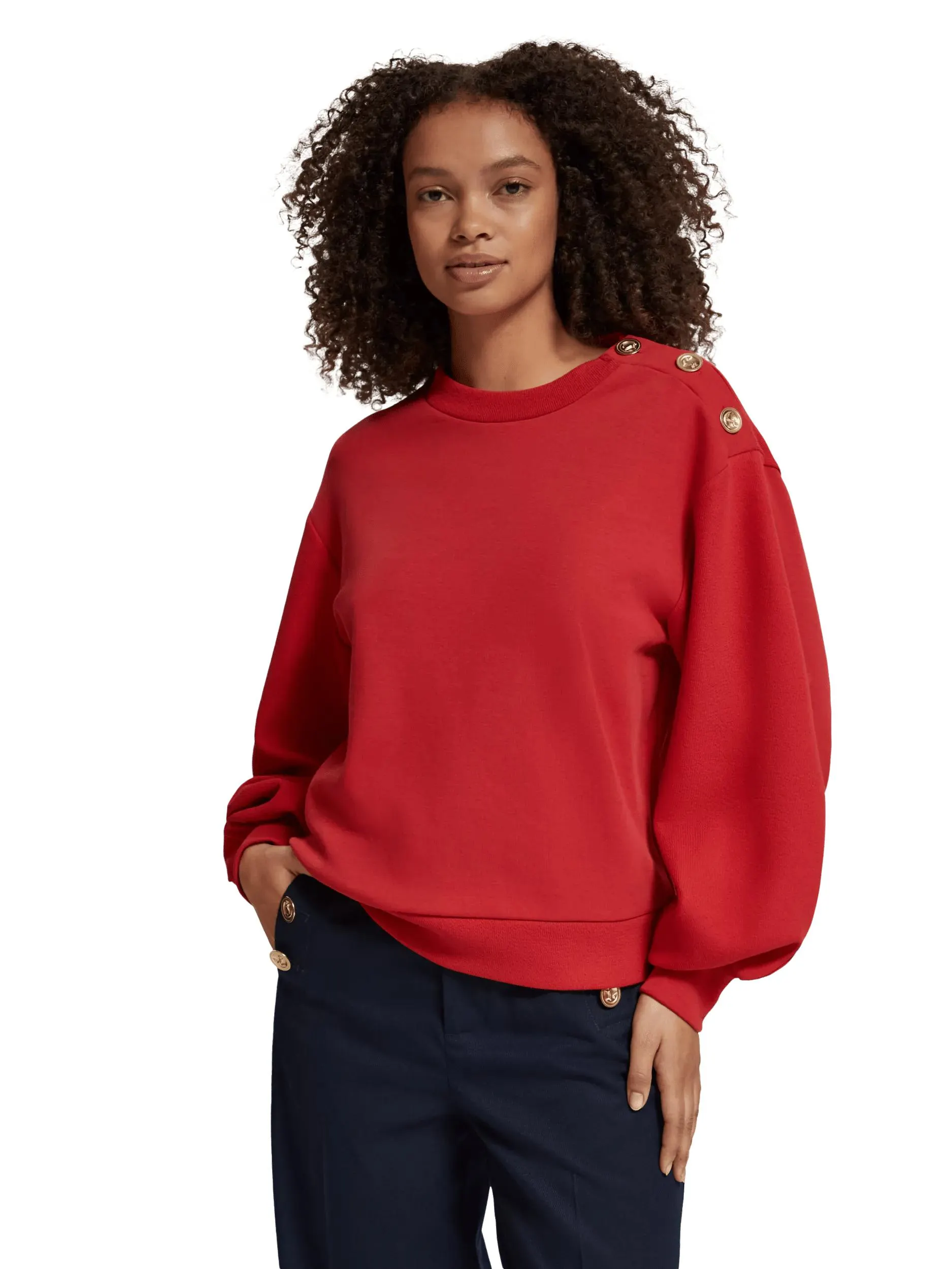 Buttoned crewneck sweatshirt