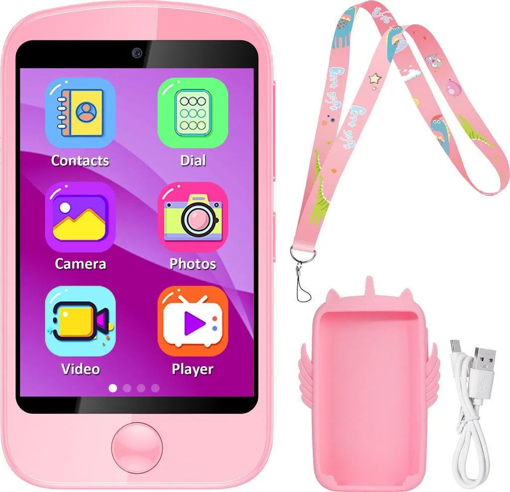 Kinder Smartwatch mit Anruffunktion, 2.8" Touchscreen Spielzeug Kinder Handy Smartphone mit Kamera, Musik-Player, Puzzlespielen, mit 8G SD-Karte Telefone für Kinder Jungen Mädchen,Rosa