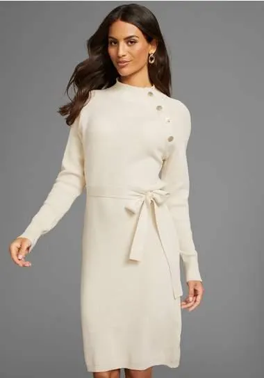 Laura Scott Gebreide jurk met knoopdetail