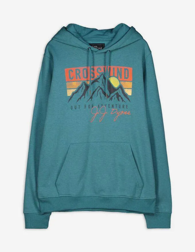 Mikina s kapucí - Natištěný text - tyrkysova