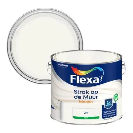 Flexa muurverf Strak op de Muur mat wit 2,5L