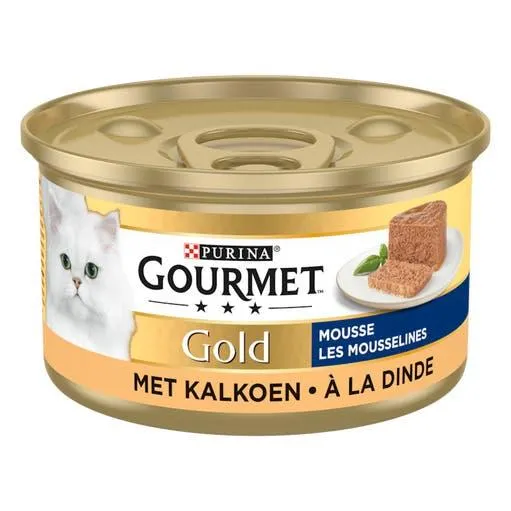 Natvoer voor katten Gold Mousse met kalkoen 85 g