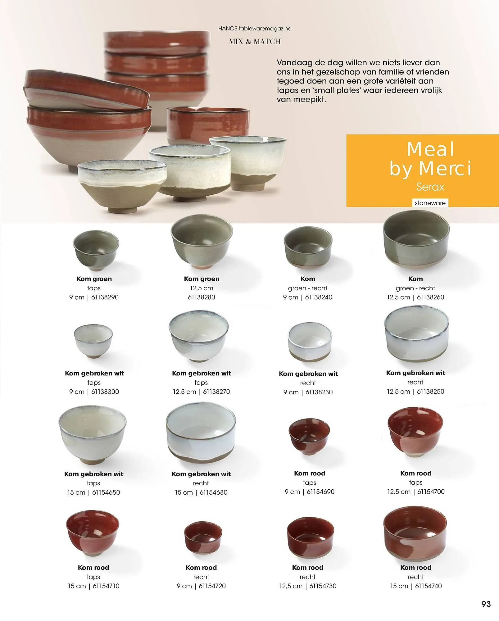 HANOS Tableware Magazine 2023-2024 van 1 januari tot 30 april 2024 - Folder pagina 93