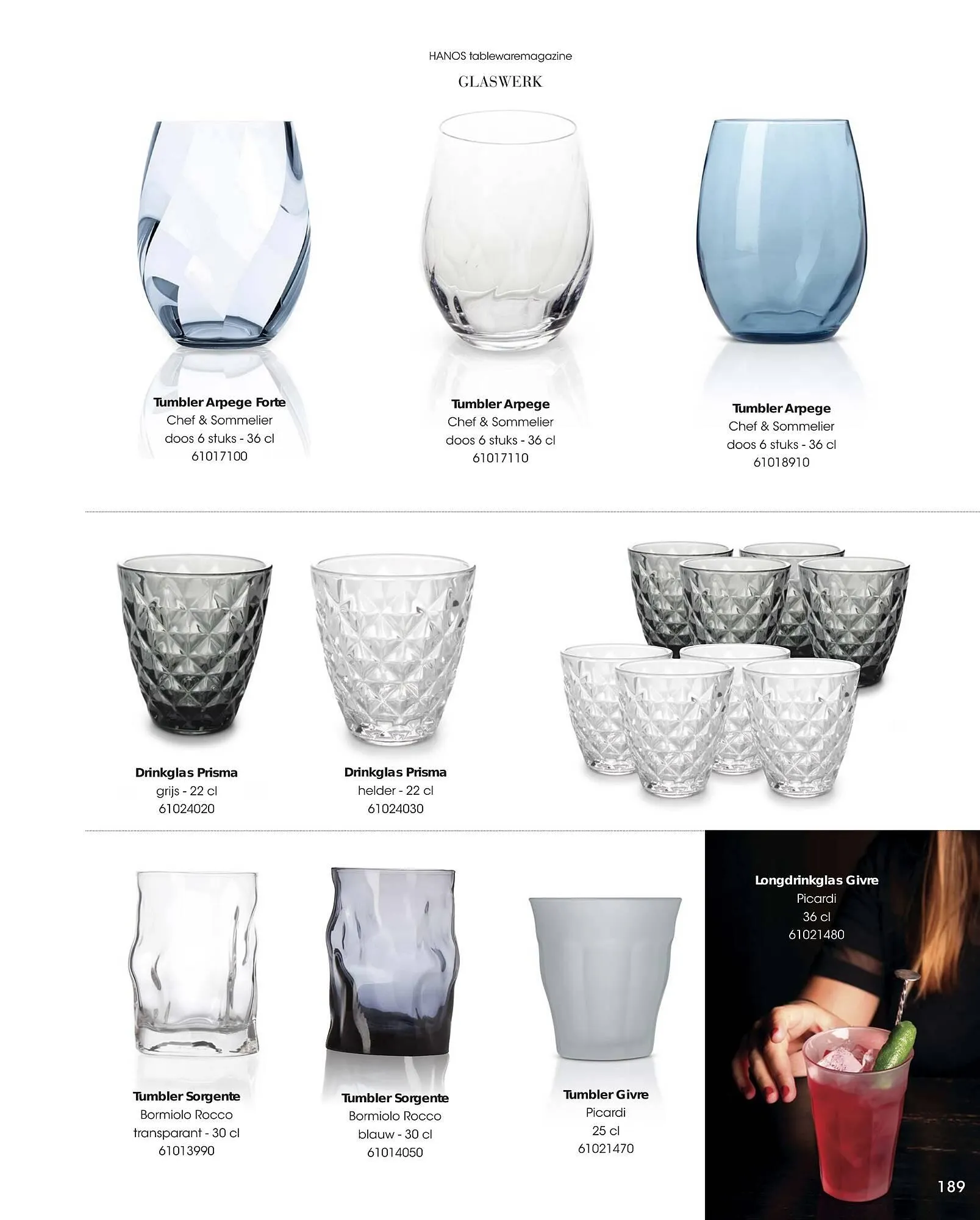 HANOS Tableware Magazine 2023-2024 van 1 januari tot 30 april 2024 - Folder pagina 189