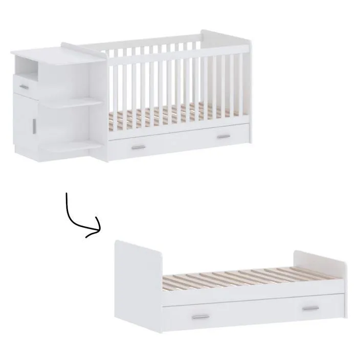 Cabino Meegroei Ledikant Met Lade Sydney Wit 70 x 140 cm