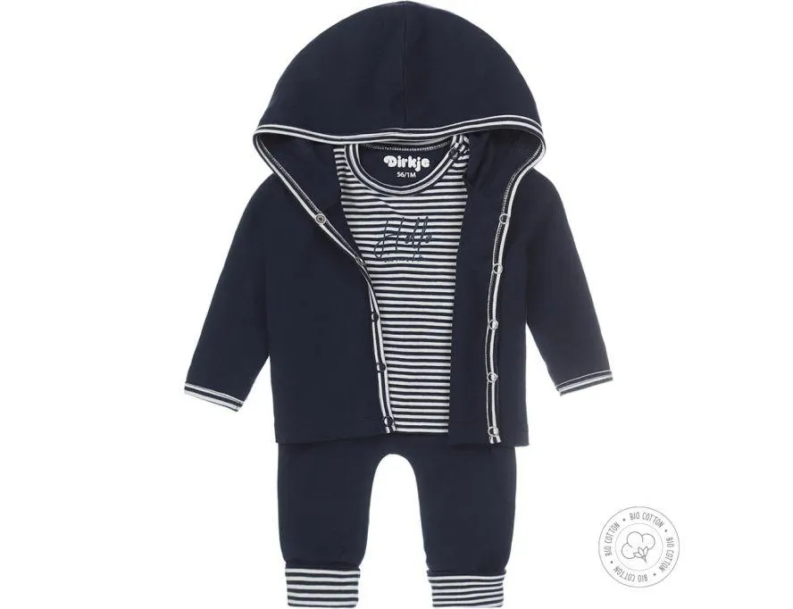 Babypakje 3-delig Dirkje NOOS Bio Cotton Streep Navy/Off White