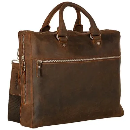 Leonhard Heyden Laptoptas / Aktetas / Werktas 14 Inch Leer Salisbury Bruin