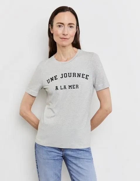 Gestreept T-shirt met tekstprint