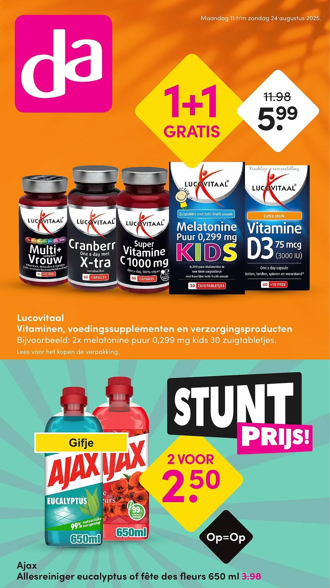 DA folder van 11 augustus tot 24 augustus 2025 - Folder pagina 1