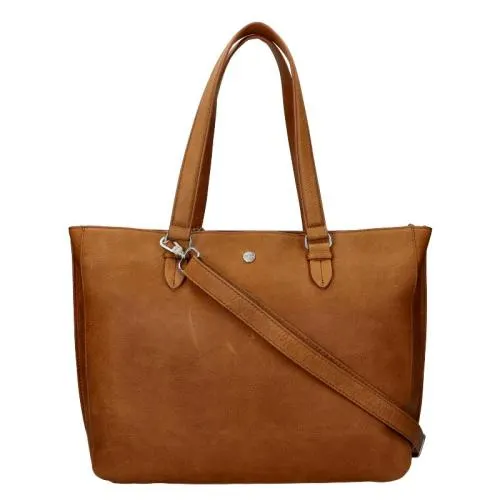 FMME Laptoptas / Aktetas / Werktas Dames 15.6 Inch Leer Nature Caithy Cognac