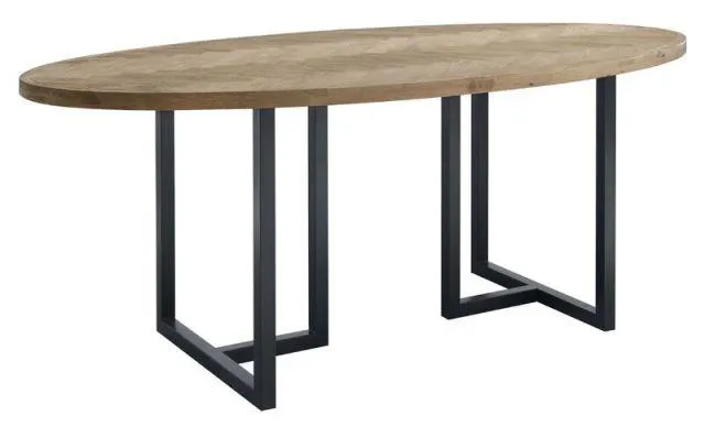 Ovale eettafel Veneta 200x100 cm visgraat naturel