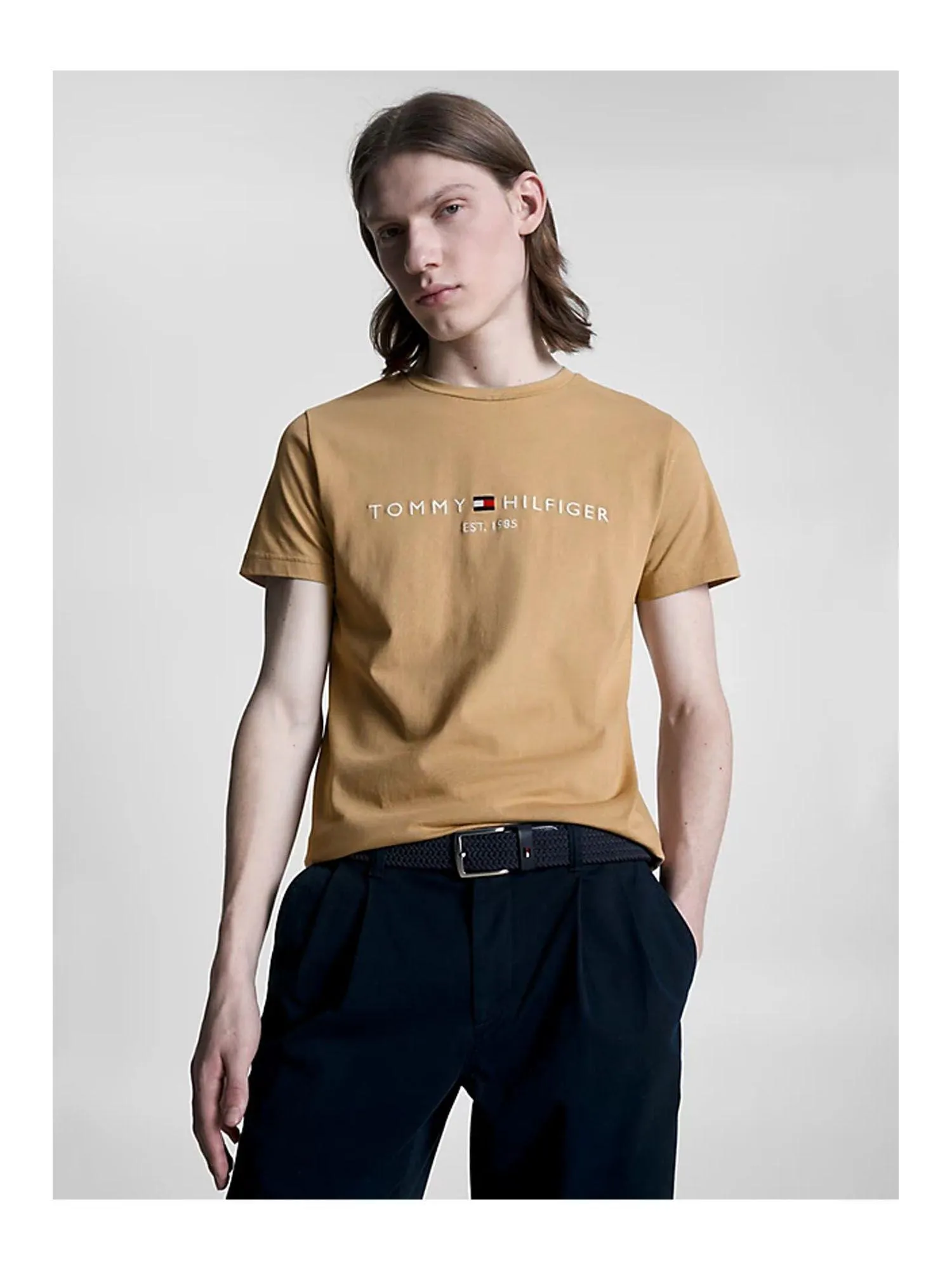 Slim Fit T-shirt met Logo Classic Khaki